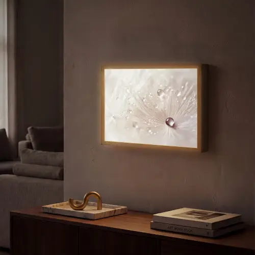 Bloem - Abstract - Wit - Water - Natuur Light Box met batterij (Wandlamp) middel -sfeer1