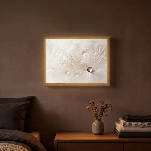 Bloem - Abstract - Wit - Water - Natuur Light Box met batterij (Wandlamp) middel -sfeer4