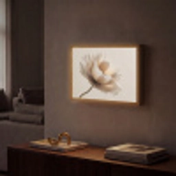 Bloem - Beige - Crème Light Box met batterij (Wandlamp) middel -sfeer1