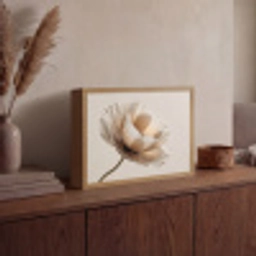 Bloem - Beige - Crème Light Box met batterij (Wandlamp) middel -sfeer2