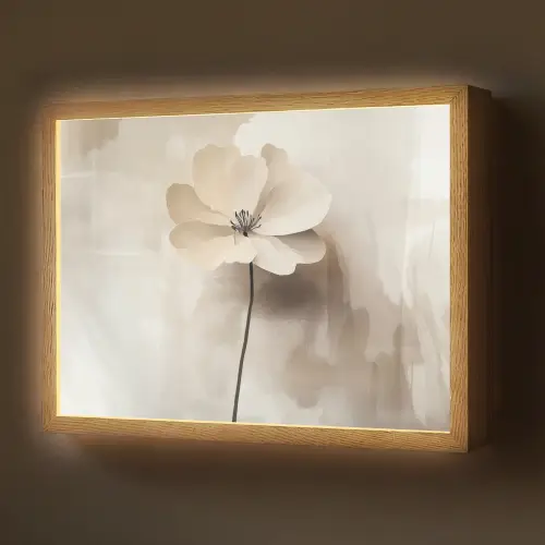 Bloem - Beige - Verf - Schaduw Light Box met batterij (Wandlamp) middel -z3d_website