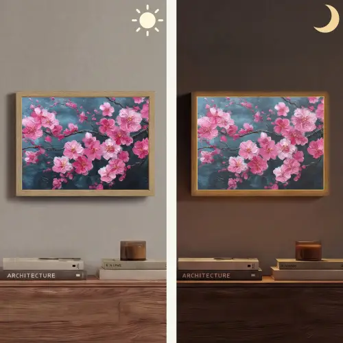 Bloem - Bloesems - Roze - Abstract Light Box met batterij (Wandlamp) middel -sfeer3