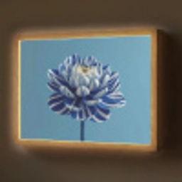 Bloem - Blauw - Bloemblaadjes - Streepjes Light Box met batterij (Wandlamp) middel -z3d_website