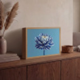 Bloem - Blauw - Bloemblaadjes - Streepjes Light Box met batterij (Wandlamp) middel -sfeer2
