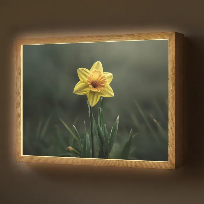 Bloem - Narcis - Gras - Geel Light Box met batterij (Wandlamp) middel -z3d_website