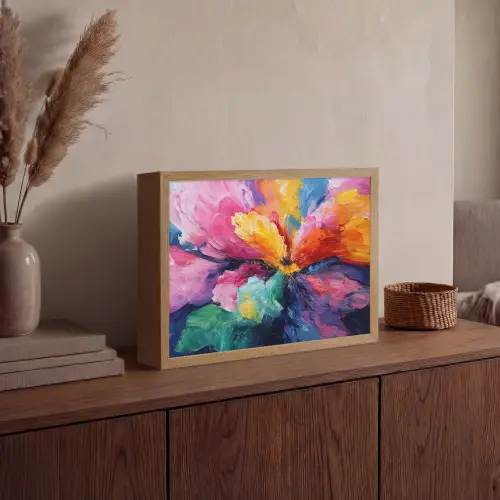 Bloemexplosie - Veelkleurig - Bewegend Light Box met batterij (Wandlamp) middel -sfeer2