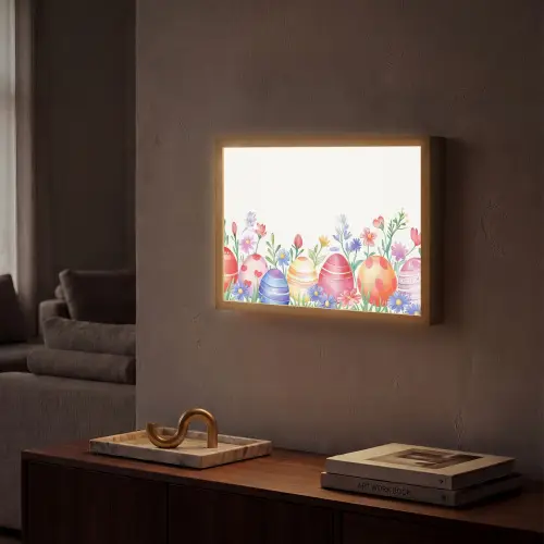 Bloementuin - Kleurrijk - Eieren Light Box met batterij (Wandlamp) middel -sfeer1