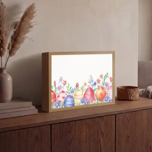 Bloementuin - Kleurrijk - Eieren Light Box met batterij (Wandlamp) middel -sfeer2