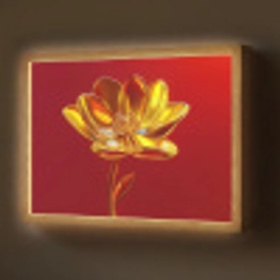 Bloem - Goud - Glazen Light Box met batterij (Wandlamp) middel -z3d_website