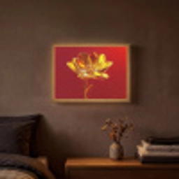 Bloem - Goud - Glazen Light Box met batterij (Wandlamp) middel -sfeer4