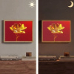 Bloem - Goud - Glazen Light Box met batterij (Wandlamp) middel -sfeer3