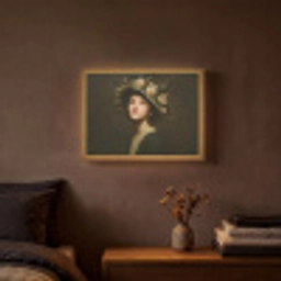 Bloemenhoed - Portret - Vrouw Light Box met batterij (Wandlamp) middel -sfeer4