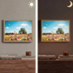 Bloemenweide - Blauw - Lucht - Kleuren Light Box met batterij (Wandlamp) middel -sfeer3
