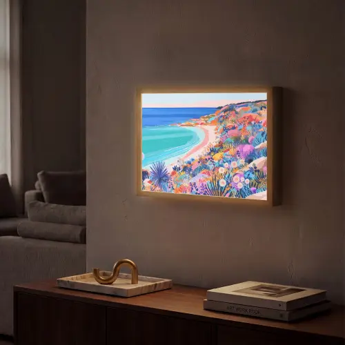 Bloemenweide - Zee - Zomers Light Box met batterij (Wandlamp) middel -sfeer1