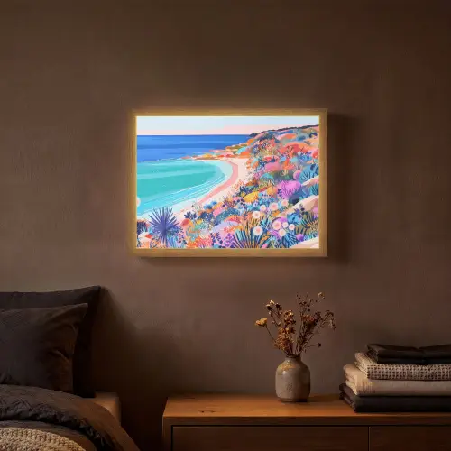 Bloemenweide - Zee - Zomers Light Box met batterij (Wandlamp) middel -sfeer4