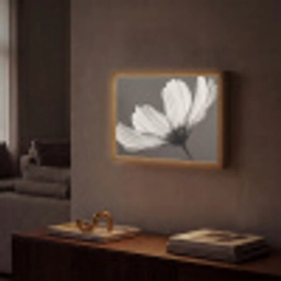 Bloem - Minimalistisch - Zwart - Wit Light Box met batterij (Wandlamp) middel -sfeer1