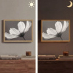 Bloem - Minimalistisch - Zwart - Wit Light Box met batterij (Wandlamp) middel -sfeer3