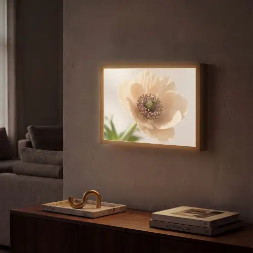 Bloem - Minimalistisch - Groen Light Box met batterij (Wandlamp) middel -sfeer1