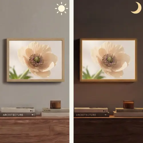Bloem - Minimalistisch - Groen Light Box met batterij (Wandlamp) middel -sfeer3
