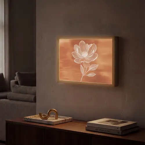 Bloem - Minimalistisch - Wit Light Box met batterij (Wandlamp) middel -sfeer1