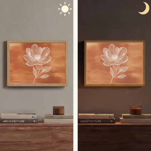 Bloem - Minimalistisch - Wit Light Box met batterij (Wandlamp) middel -sfeer3