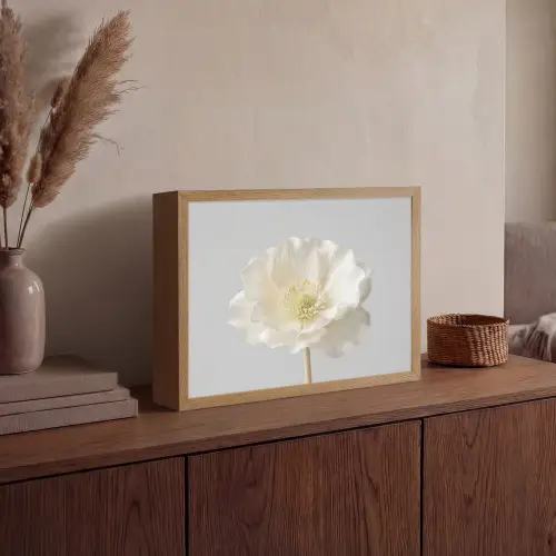 Bloem - Minimalistisch -Wit Light Box met batterij (Wandlamp) middel -sfeer2