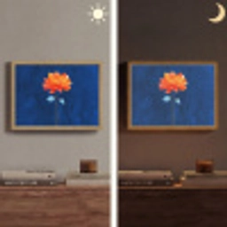 Bloem - Oranje - Bladeren Light Box met batterij (Wandlamp) middel -sfeer3
