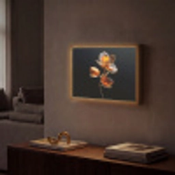 Bloem - Orchidee - Oranje Light Box met batterij (Wandlamp) middel -sfeer1