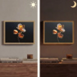 Bloem - Orchidee - Oranje Light Box met batterij (Wandlamp) middel -sfeer3