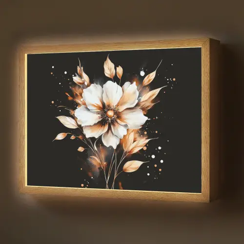 Bloem - Verf - Goud - Graffiti - Modern Light Box met batterij (Wandlamp) middel -z3d_website