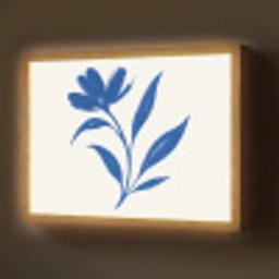 Bloem - Blaadjes - Minimalistisch - Blauw Light Box met batterij (Wandlamp) middel -z3d_website