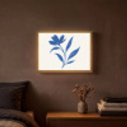 Bloem - Blaadjes - Minimalistisch - Blauw Light Box met batterij (Wandlamp) middel -sfeer4