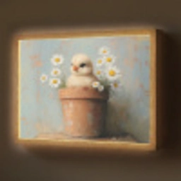 Bloempot - Kuiken - Bloemetjes Light Box met batterij (Wandlamp) middel -z3d_website