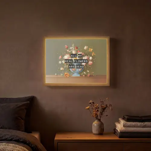 Bloem - Quote - Vintage - Art Light Box met batterij (Wandlamp) middel -sfeer4