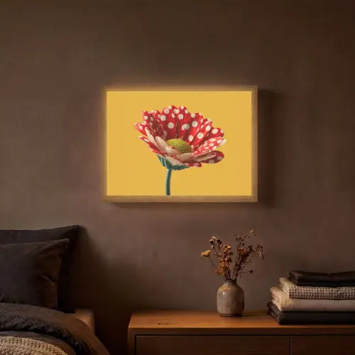 Bloem - Rood - Stippen Light Box met batterij (Wandlamp) middel -sfeer4