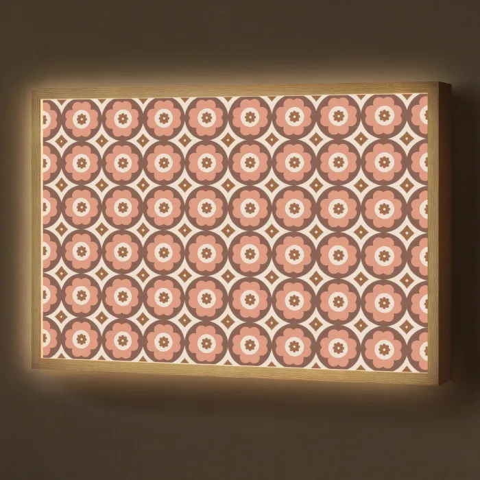 Bloemvormen - Patroon - Roze - Vintage Light Box met batterij (Wandlamp) middel -z3d_website