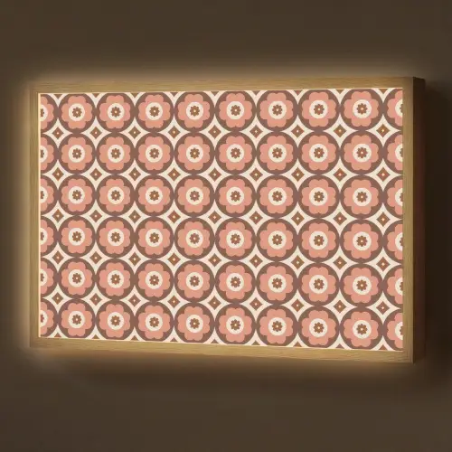 Bloemvormen - Patroon - Roze - Vintage Light Box met batterij (Wandlamp) middel -z3d_website