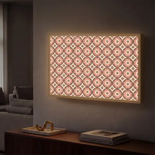 Bloemvormen - Patroon - Roze - Vintage Light Box met batterij (Wandlamp) middel -sfeer1
