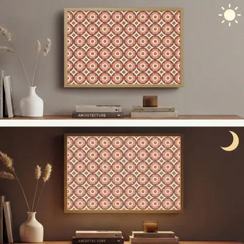 Bloemvormen - Patroon - Roze - Vintage Light Box met batterij (Wandlamp) middel -sfeer3
