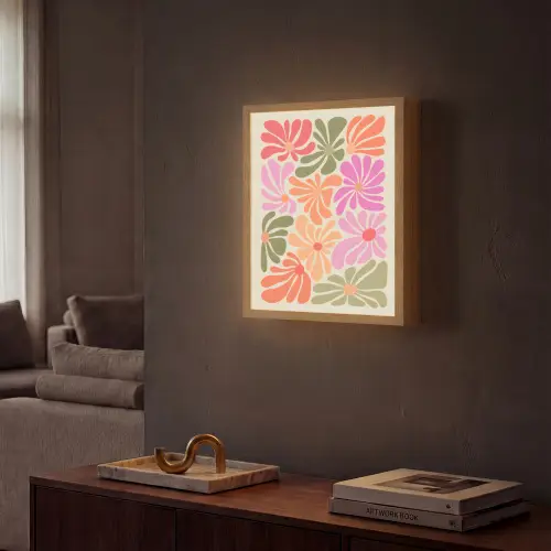 Bloemvormen - Retro - Kleurrijk Light Box met batterij (Wandlamp) middel -sfeer1