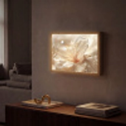 Bloem - Wit - Glitter - Goud - Modern Light Box met batterij (Wandlamp) middel -sfeer1