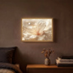 Bloem - Wit - Glitter - Goud - Modern Light Box met batterij (Wandlamp) middel -sfeer4