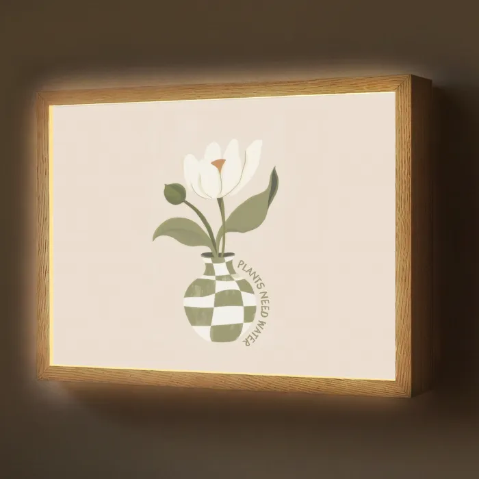 Bloem - Wit - Vaas - Quote Light Box met batterij (Wandlamp) middel -z3d_website