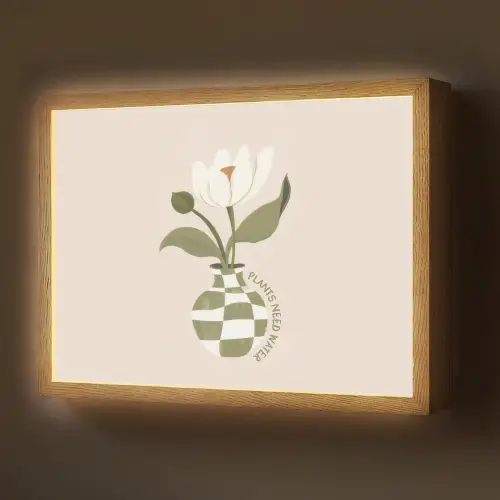 Bloem - Wit - Vaas - Quote Light Box met batterij (Wandlamp) middel -z3d_website