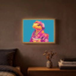 Bloemenkrans - Hagedis - Kimono - Paars Light Box met batterij (Wandlamp) middel -sfeer4