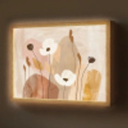 Bloemen - Abstract - Beige - Line art Light Box met batterij (Wandlamp) middel -z3d_website