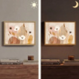Bloemen - Abstract - Beige - Line art Light Box met batterij (Wandlamp) middel -sfeer3