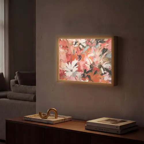 Bloemen - Kunst - Abstract - Verf Light Box met batterij (Wandlamp) middel -sfeer1