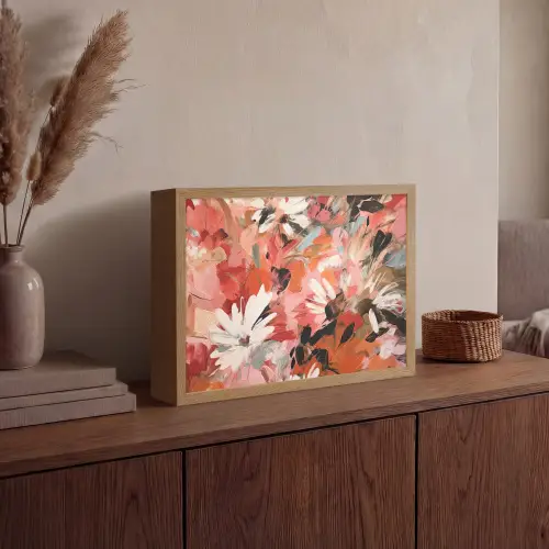 Bloemen - Kunst - Abstract - Verf Light Box met batterij (Wandlamp) middel -sfeer2