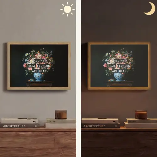 Bloemen - Art - Pastel - Quotes Light Box met batterij (Wandlamp) middel -sfeer3